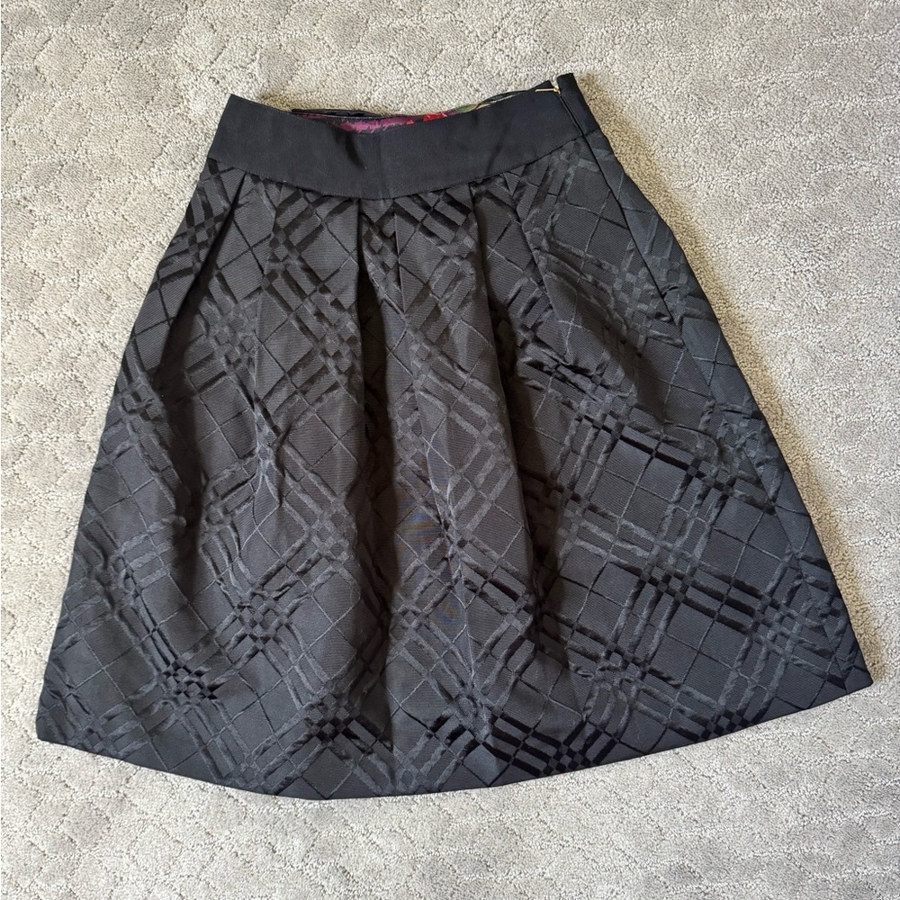 Ted Baker Black Pleated A-Line Skirt with Bow, Knee-Length